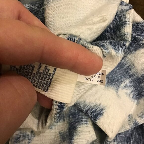 American Eagle Small Avis Pearl Snap Women’s Western Tie Dye Shirt Top Blue - Picture 8 of 9